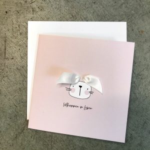 geburtskarte mit rosa hase