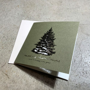 weihnachtskarte ausgeschnittener tannenbaum grün