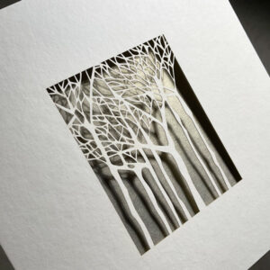 trauerkarte ausgeschnittene baume wald